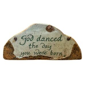 Handmade God Danced The Day When U Were Born‎ Ceramic Plaque With Leather String